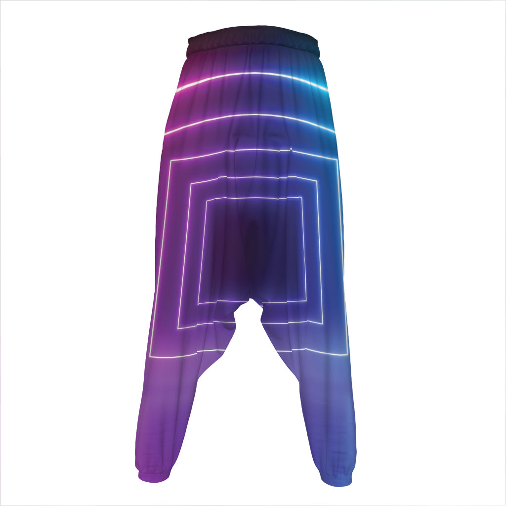 Pink And Teal Tunnel Lights Print Hammer Pants