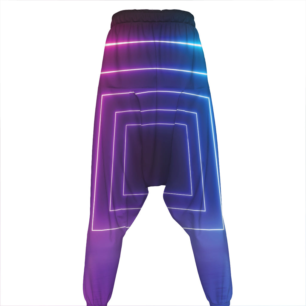 Pink And Teal Tunnel Lights Print Hammer Pants