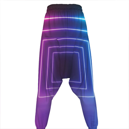 Pink And Teal Tunnel Lights Print Hammer Pants