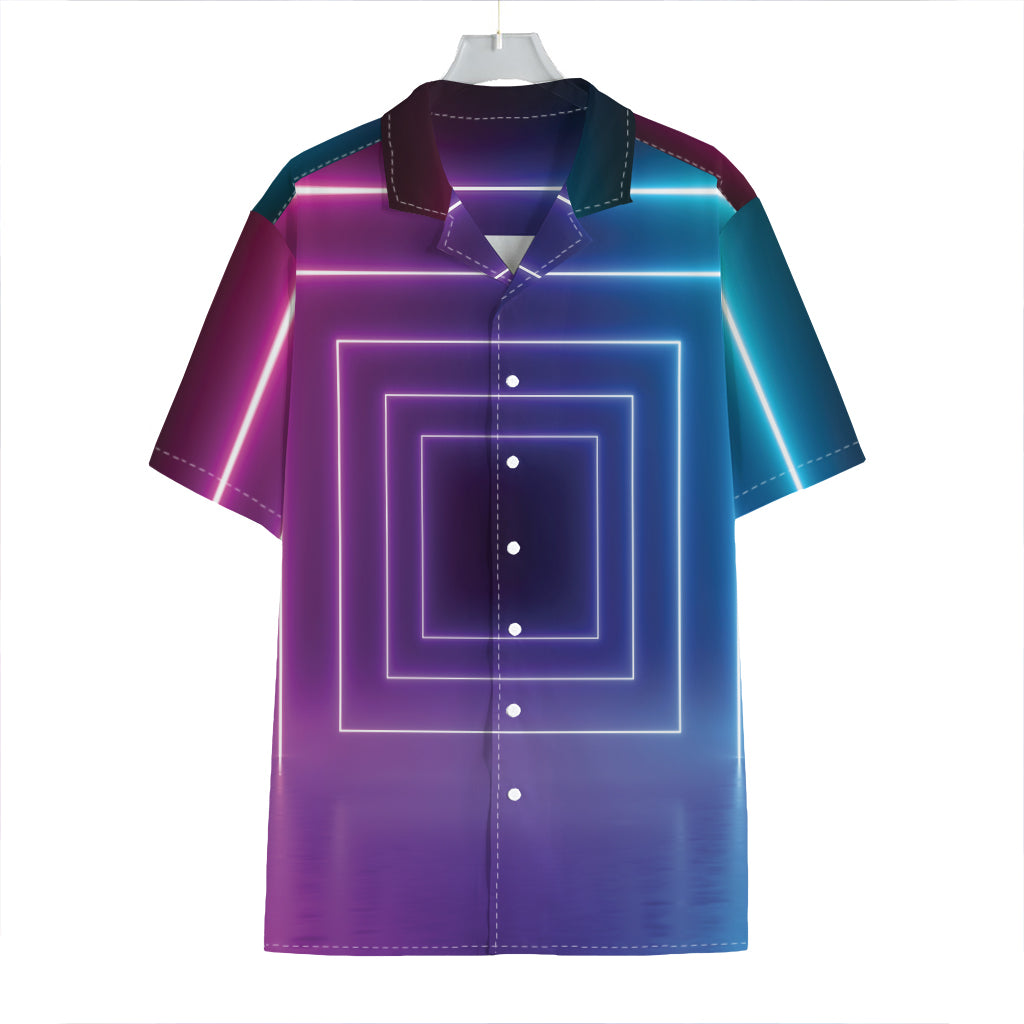 Pink And Teal Tunnel Lights Print Hawaiian Shirt