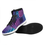 Pink And Teal Tunnel Lights Print High Top Leather Sneakers