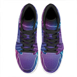 Pink And Teal Tunnel Lights Print High Top Leather Sneakers