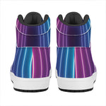 Pink And Teal Tunnel Lights Print High Top Leather Sneakers