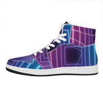 Pink And Teal Tunnel Lights Print High Top Leather Sneakers