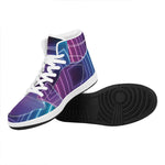 Pink And Teal Tunnel Lights Print High Top Leather Sneakers