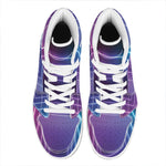 Pink And Teal Tunnel Lights Print High Top Leather Sneakers