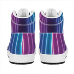 Pink And Teal Tunnel Lights Print High Top Leather Sneakers