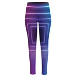 Pink And Teal Tunnel Lights Print High-Waisted Pocket Leggings