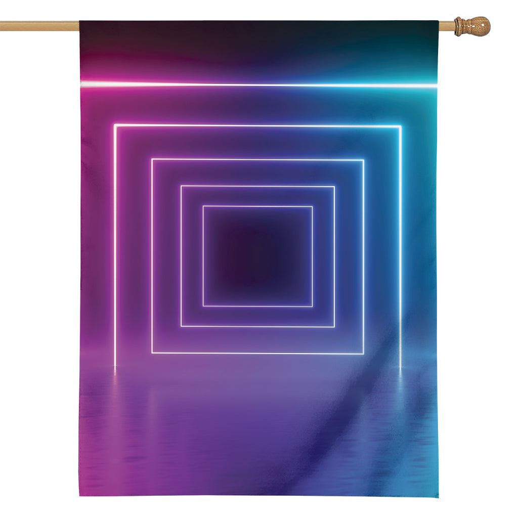 Pink And Teal Tunnel Lights Print House Flag