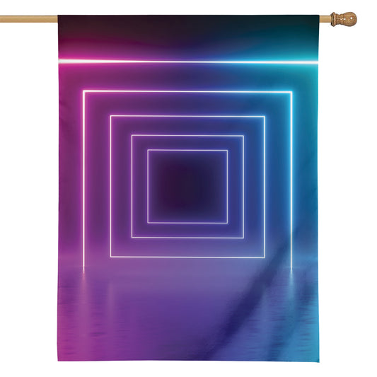 Pink And Teal Tunnel Lights Print House Flag