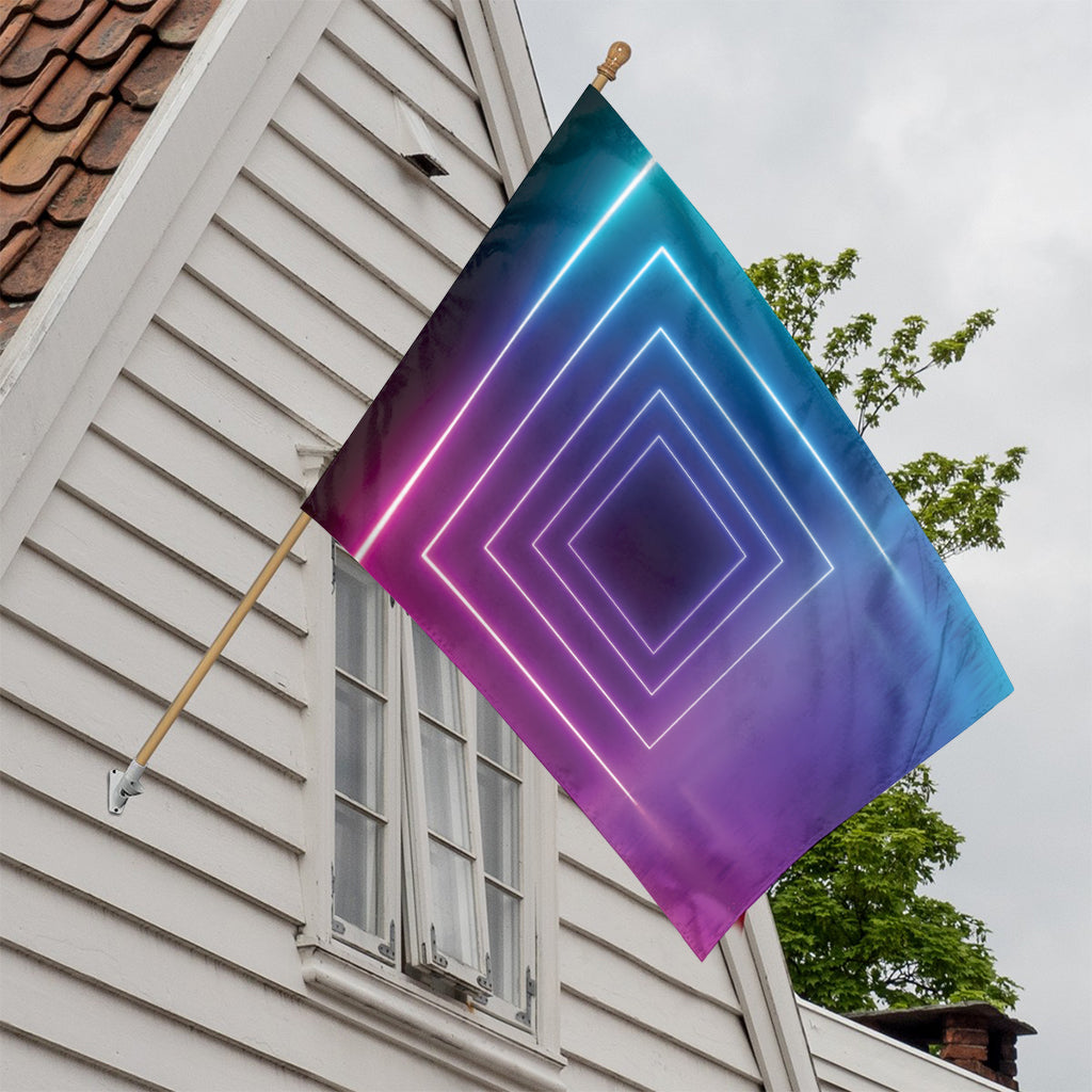 Pink And Teal Tunnel Lights Print House Flag
