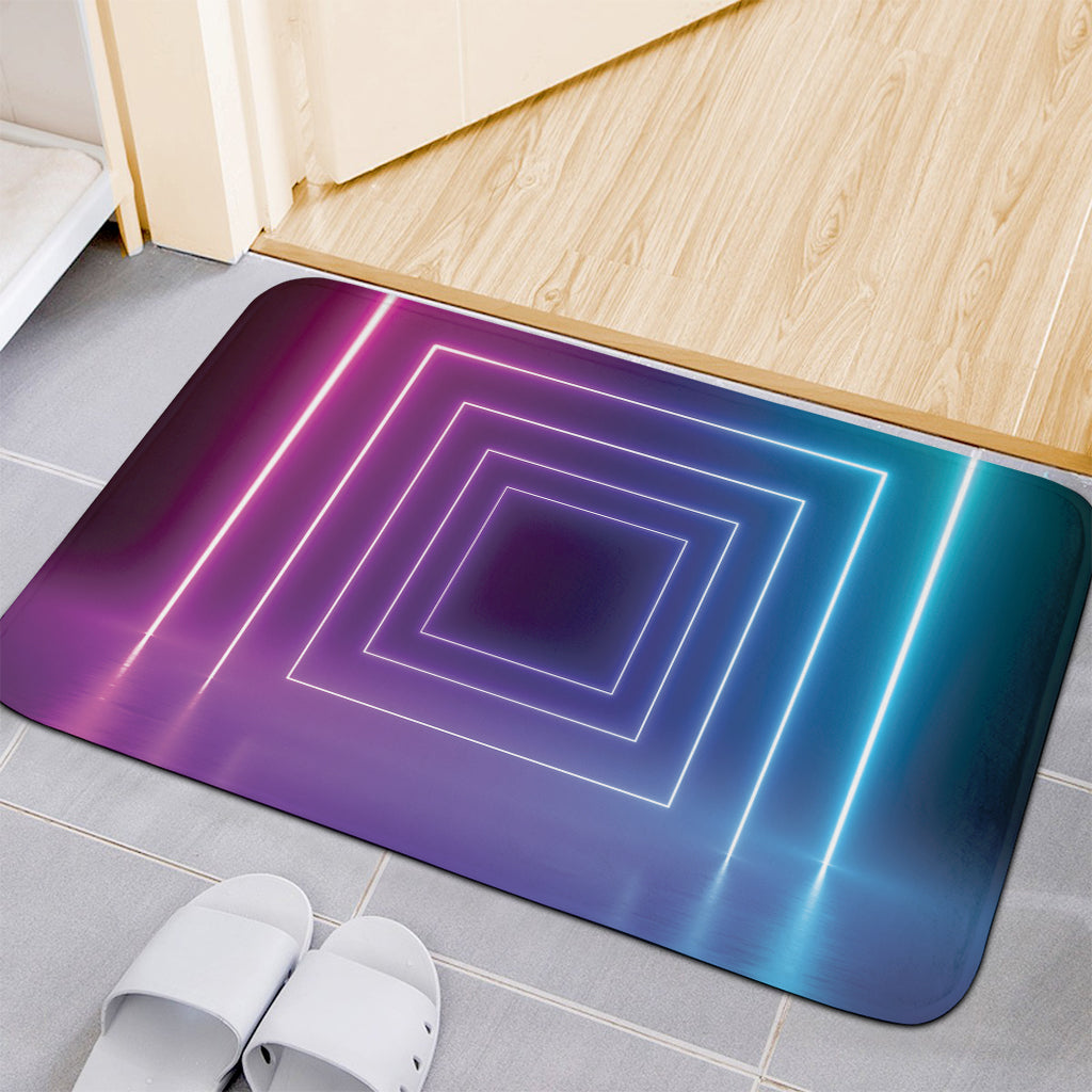 Pink And Teal Tunnel Lights Print Indoor Door Mat