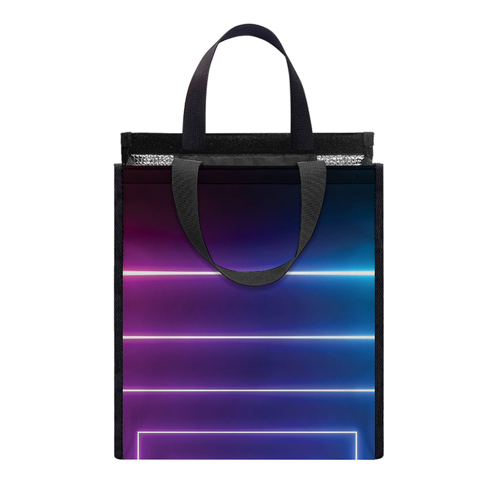 Pink And Teal Tunnel Lights Print Insulated Lunch Tote