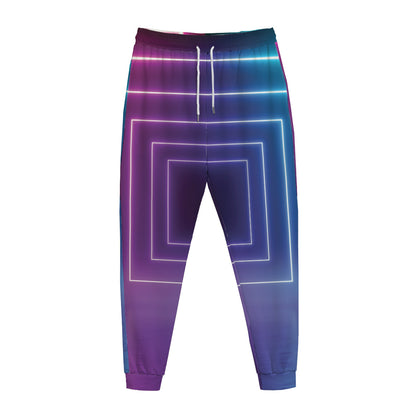 Pink And Teal Tunnel Lights Print Jogger Pants