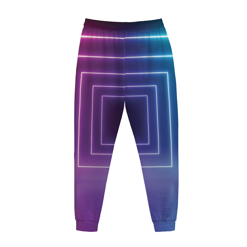 Pink And Teal Tunnel Lights Print Jogger Pants