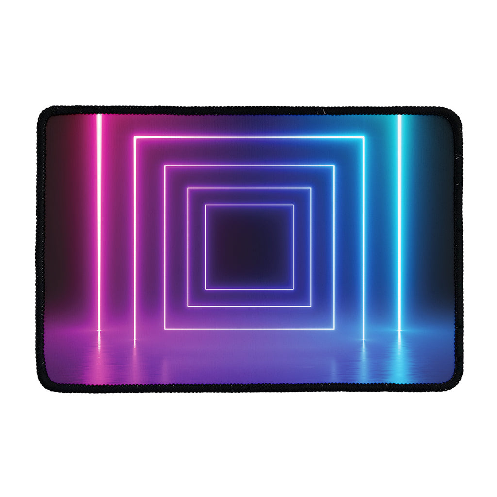 Pink And Teal Tunnel Lights Print Kitchen Mat