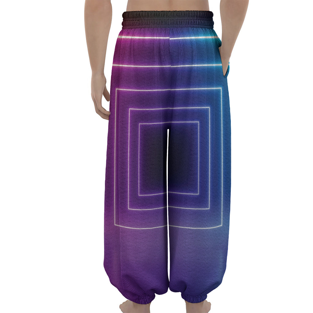 Pink And Teal Tunnel Lights Print Lantern Pants