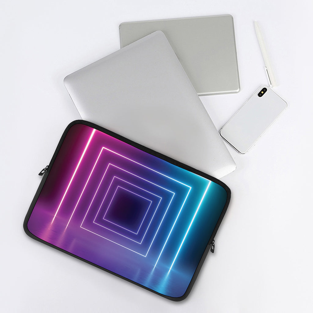 Pink And Teal Tunnel Lights Print Laptop Sleeve