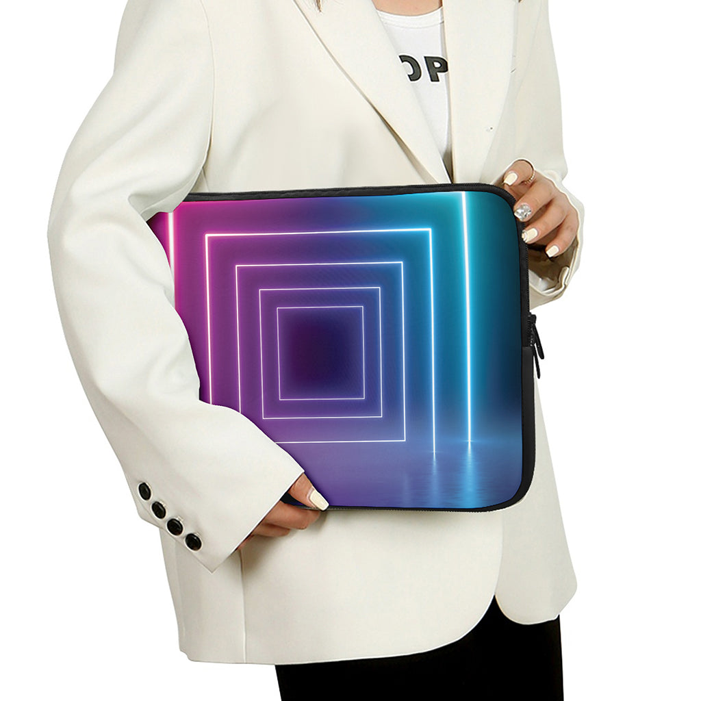 Pink And Teal Tunnel Lights Print Laptop Sleeve