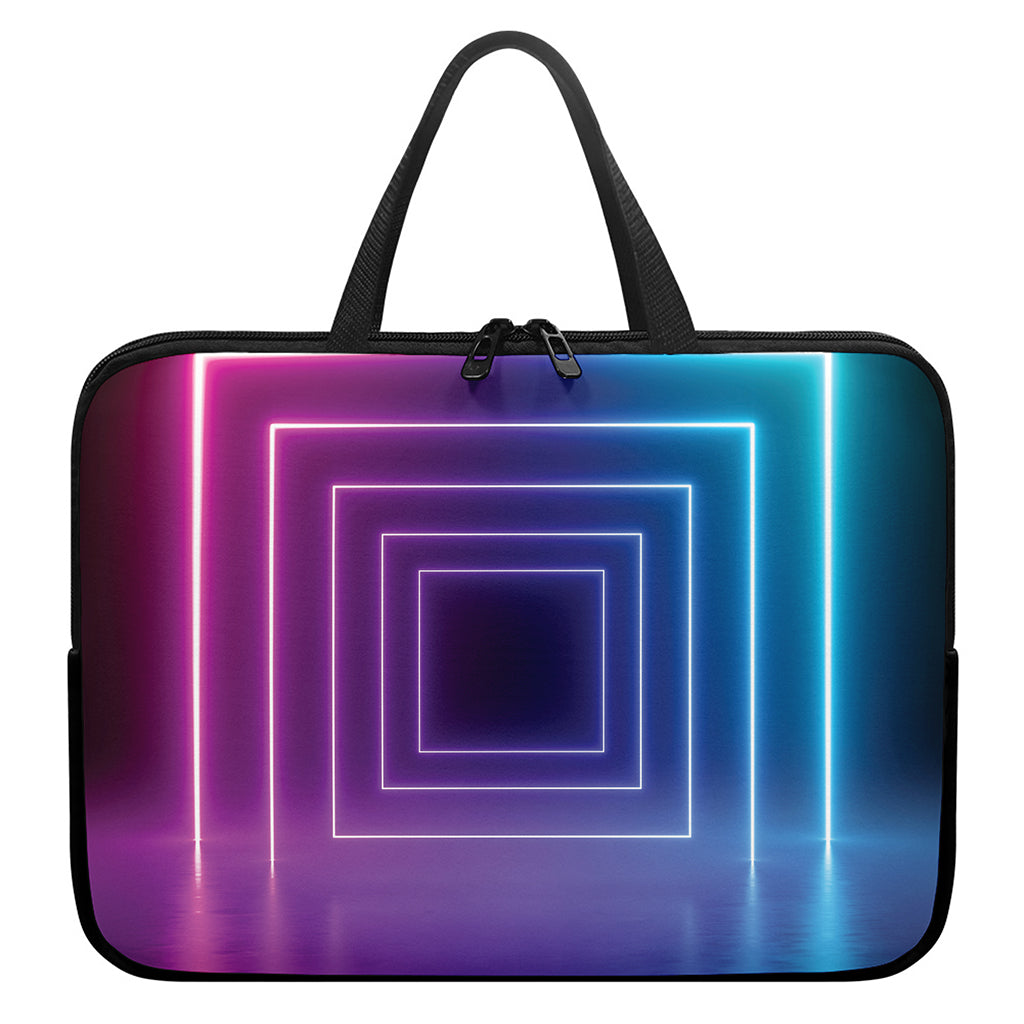 Pink And Teal Tunnel Lights Print Laptop Sleeve With Handle