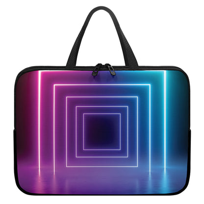 Pink And Teal Tunnel Lights Print Laptop Sleeve With Handle