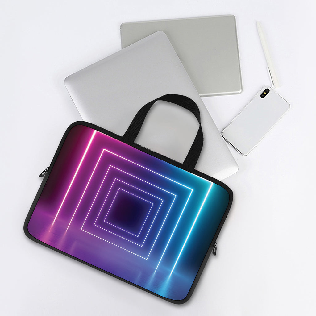 Pink And Teal Tunnel Lights Print Laptop Sleeve With Handle