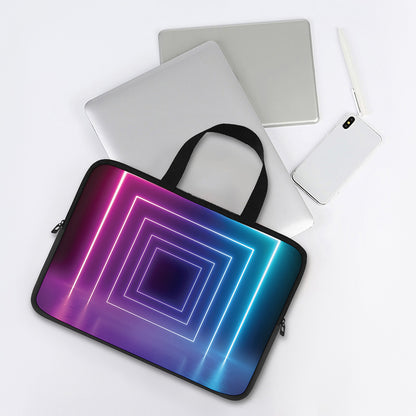 Pink And Teal Tunnel Lights Print Laptop Sleeve With Handle