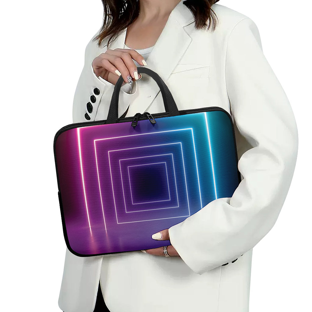 Pink And Teal Tunnel Lights Print Laptop Sleeve With Handle