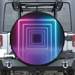 Pink And Teal Tunnel Lights Print Leather Spare Tire Cover
