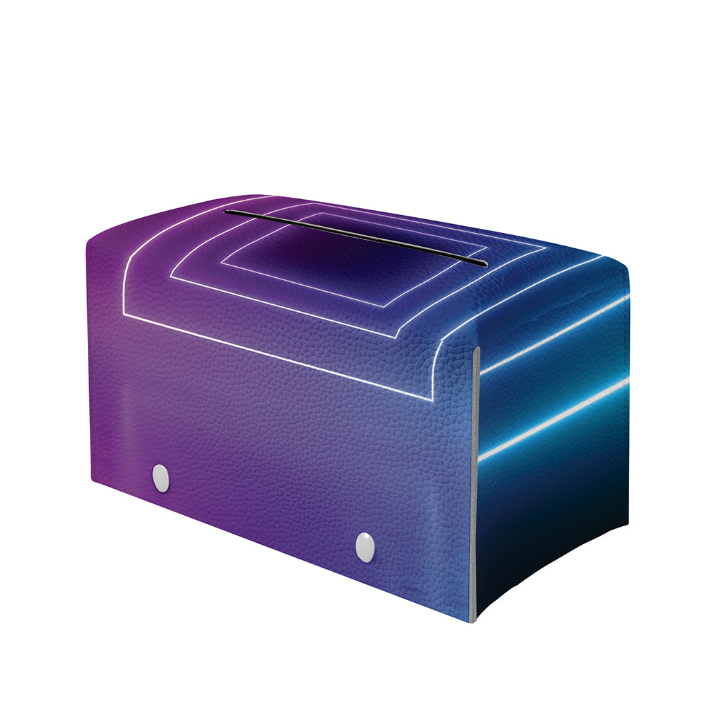 Pink And Teal Tunnel Lights Print Leather Tissue Box Cover