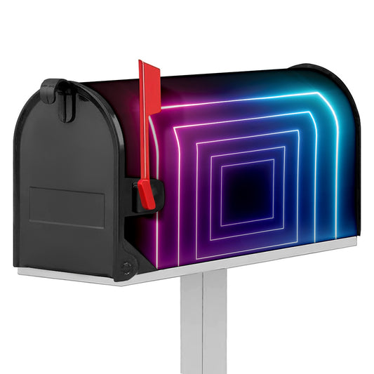 Pink And Teal Tunnel Lights Print Mailbox Cover