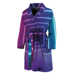 Pink And Teal Tunnel Lights Print Men's Bathrobe