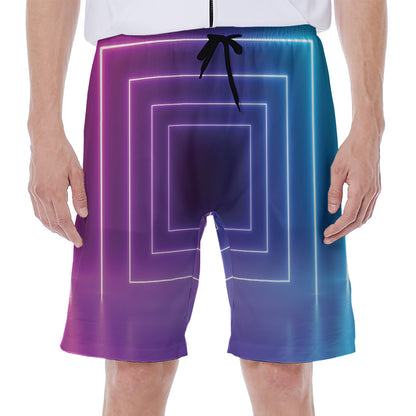 Pink And Teal Tunnel Lights Print Men's Beach Shorts