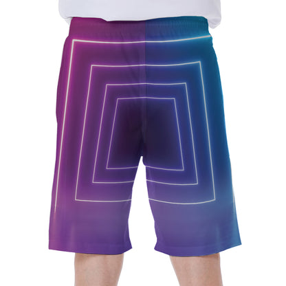 Pink And Teal Tunnel Lights Print Men's Beach Shorts