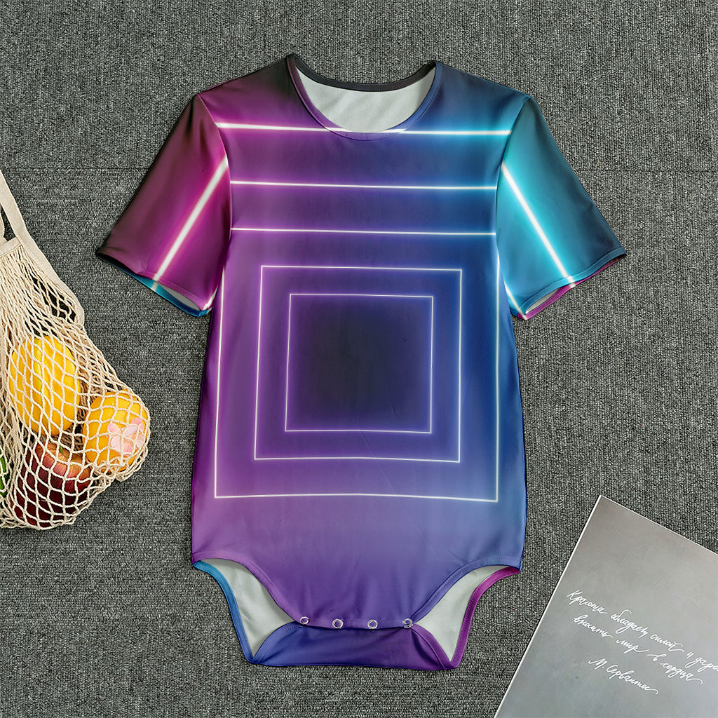Pink And Teal Tunnel Lights Print Men's Bodysuit
