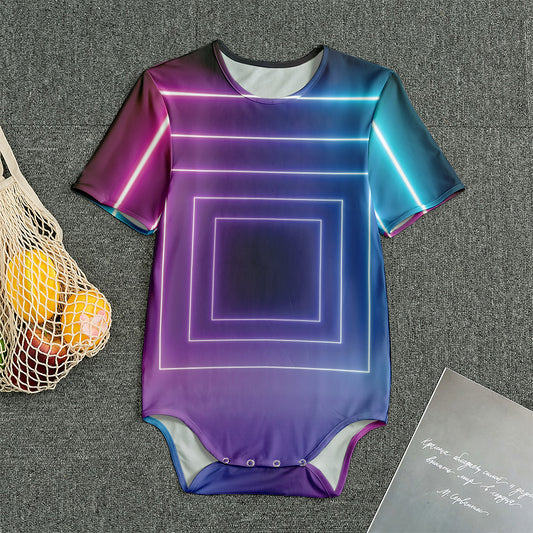 Pink And Teal Tunnel Lights Print Men's Bodysuit