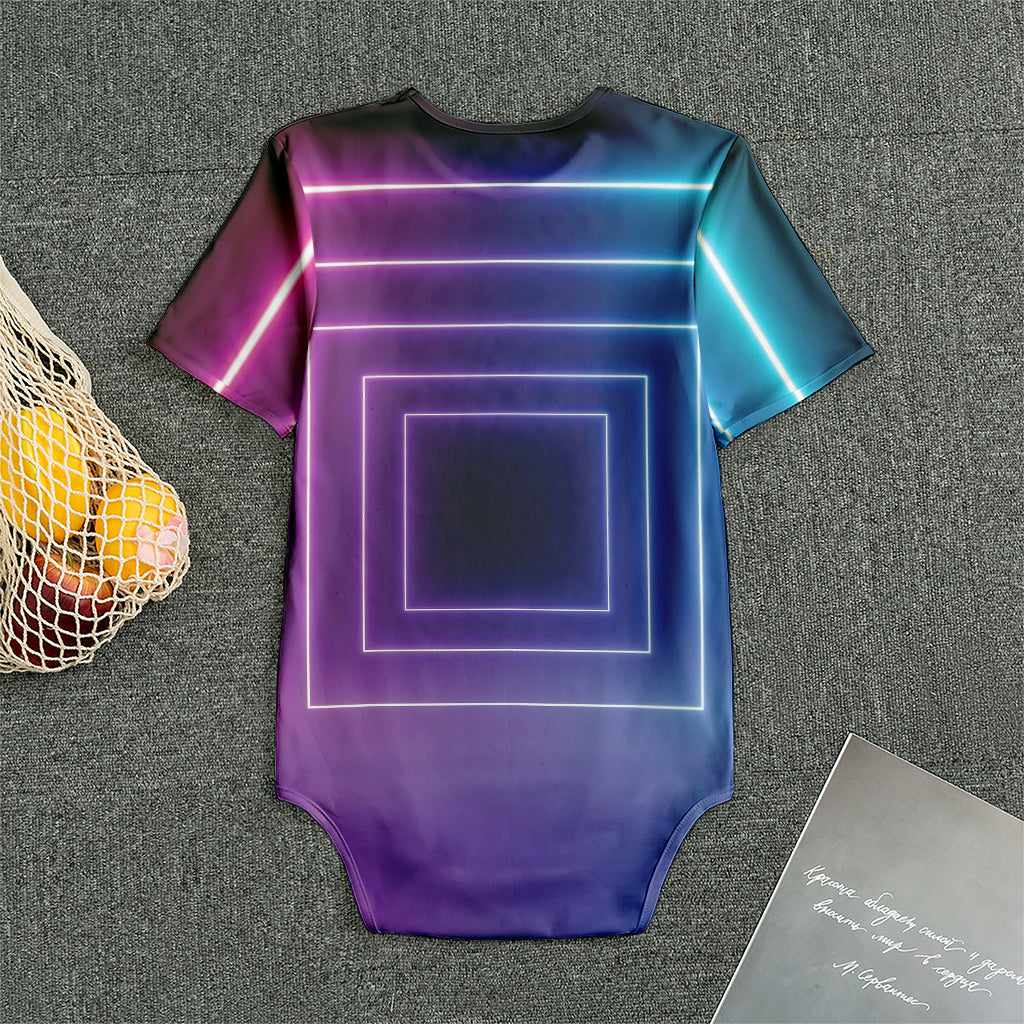 Pink And Teal Tunnel Lights Print Men's Bodysuit