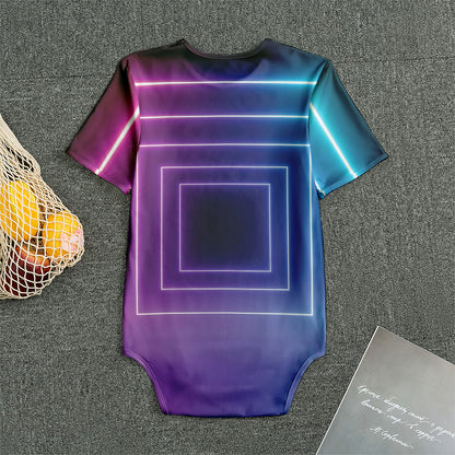Pink And Teal Tunnel Lights Print Men's Bodysuit
