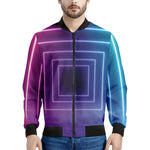 Pink And Teal Tunnel Lights Print Men's Bomber Jacket