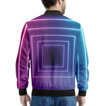 Pink And Teal Tunnel Lights Print Men's Bomber Jacket