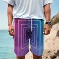 Pink And Teal Tunnel Lights Print Men's Cargo Shorts