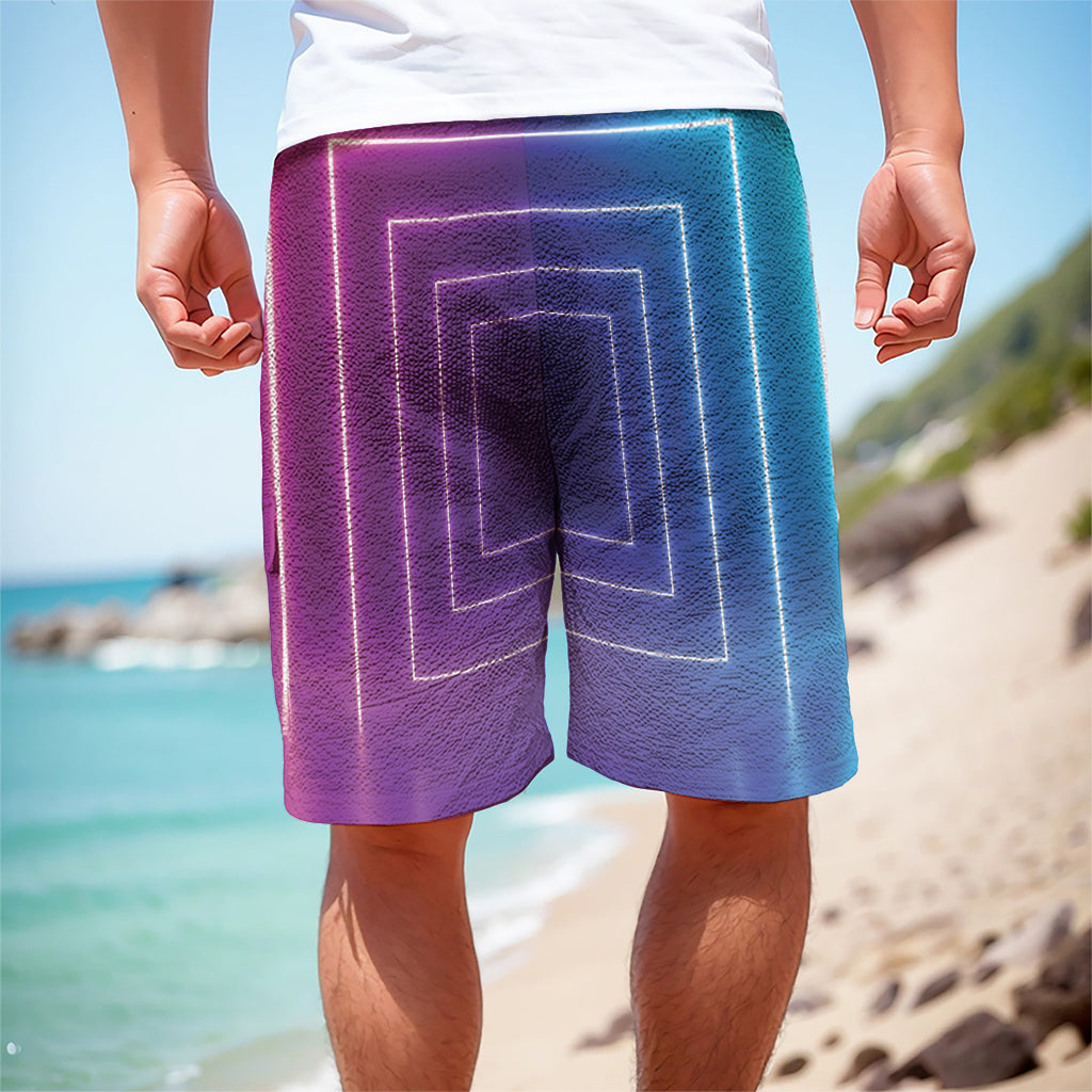 Pink And Teal Tunnel Lights Print Men's Cargo Shorts