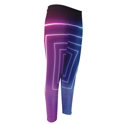 Pink And Teal Tunnel Lights Print Men's Compression Pants