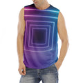 Pink And Teal Tunnel Lights Print Men's Fitness Tank Top
