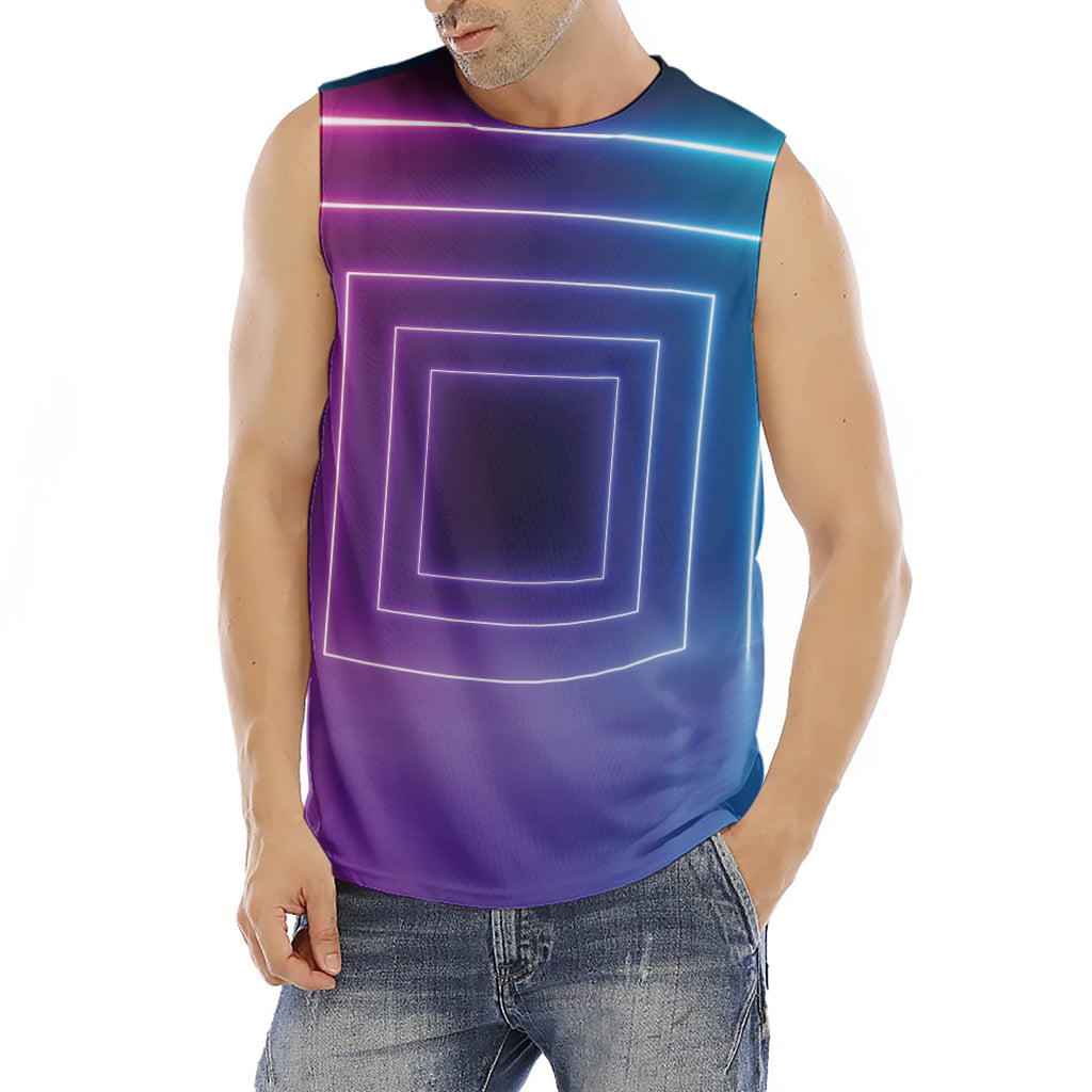 Pink And Teal Tunnel Lights Print Men's Fitness Tank Top