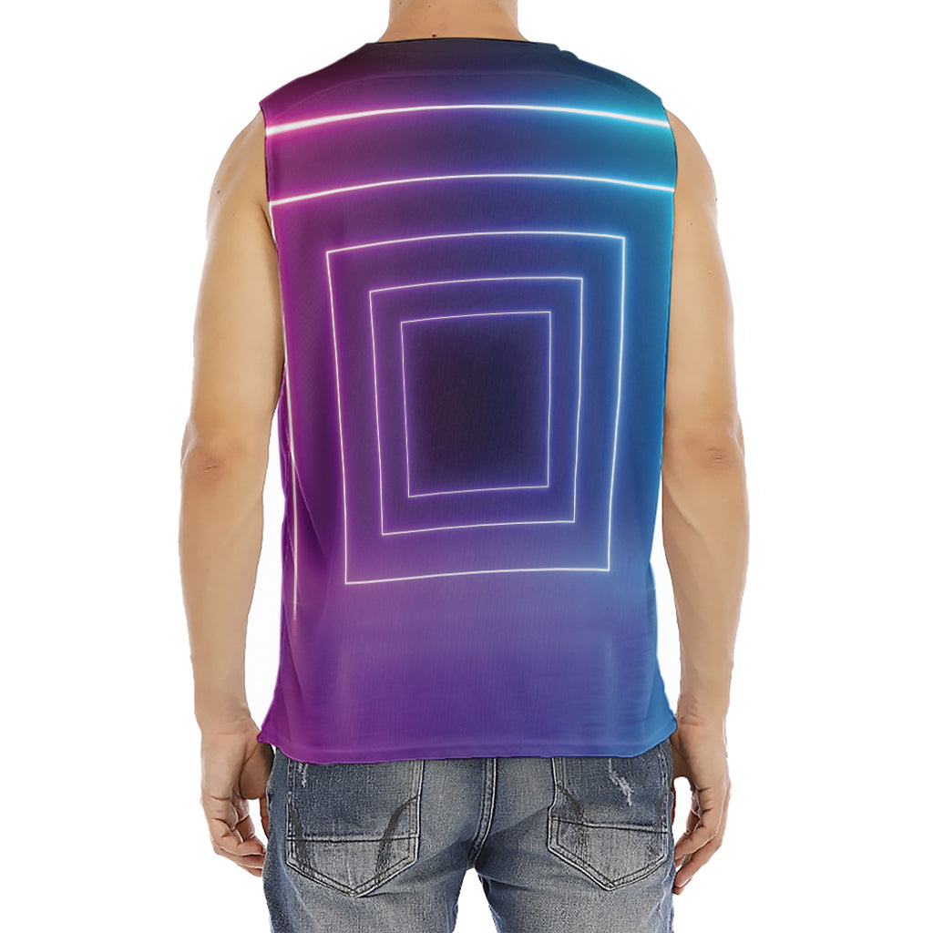 Pink And Teal Tunnel Lights Print Men's Fitness Tank Top
