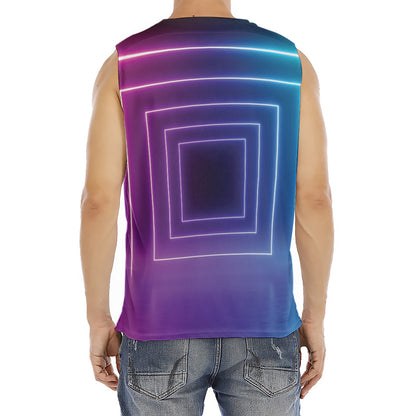 Pink And Teal Tunnel Lights Print Men's Fitness Tank Top