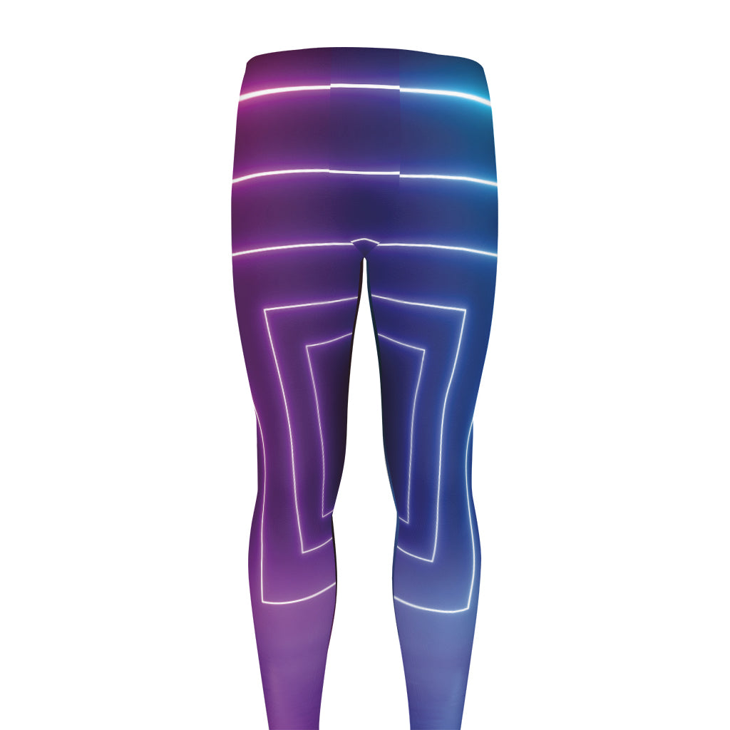 Pink And Teal Tunnel Lights Print Men's leggings