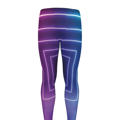 Pink And Teal Tunnel Lights Print Men's leggings