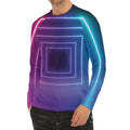 Pink And Teal Tunnel Lights Print Men's Long Sleeve Rash Guard